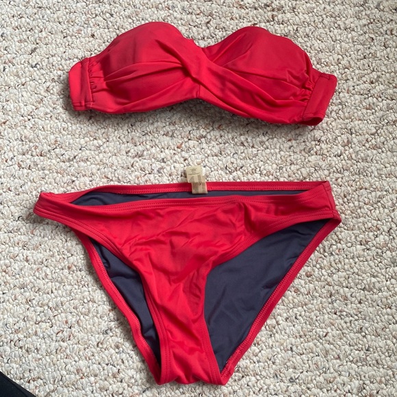 Victoria's Secret Other - Victoria’s Secret bandeau push-up swim bikini top and bottom red 34A small